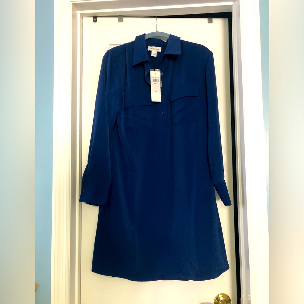Calvin Klein Dress Shirt Dress in Blue